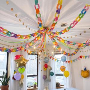 Roowest 300 Sheets EVA Chain Strips with Stapler DIY Colorful Garland
