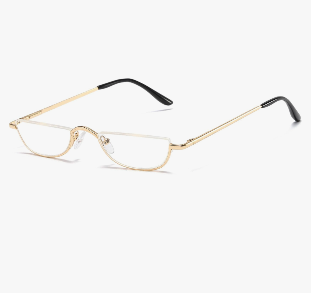Half Moon Reading Glasses Half Frame Semi Rimless Metal Strong Eyewear Spring Hinge Clear Lens Lightweight Fashion Computer Readers for Men Women