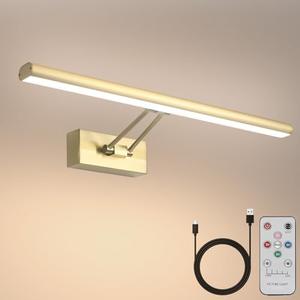 HOWMZON Picture Light,13.5" Art Light, Picture Light Battery Operated,3CCT Picture Lights for Wall,Wireless Picture Lights with Remote for Wall Display, Photo,Library Brass-Plated