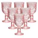 12 Oz Vintage Wine Glasses Goblets Drinking Glasses Sunflower Embossed Glassware Plastic Champagne Flutes Unbreakable Wedding Toasting Glasses Party Wine Cups for Bridal Shower Party (24, Pink)