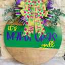 2 x Hying 2 Pieces Mardi Gras Bows for Wreath, Mardi Gras Wreath Bows Green Gold Purple Buffalo Plaid Bows Fat Tuesday Gift Bows for Front Door Mardi Gras Masquerade Cosplay Party Decor Supplies (Style 32pcs Words)