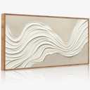CHDITB Horizontal Wave Wall Art, Neutral Earth Tone Textured Wall Decor
Single Panel Continuous Curved Line Artworks, Gentle Modern Flow Shape Canvas Prints for Living Room Bedroom Office 40"x20"