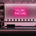 You Are Awesome Neon Sign 13x9in,Wall Decor for Girls Bedroom Class,Dimmable USB Pink Led Light for Wedding Birthday Party (YAS)