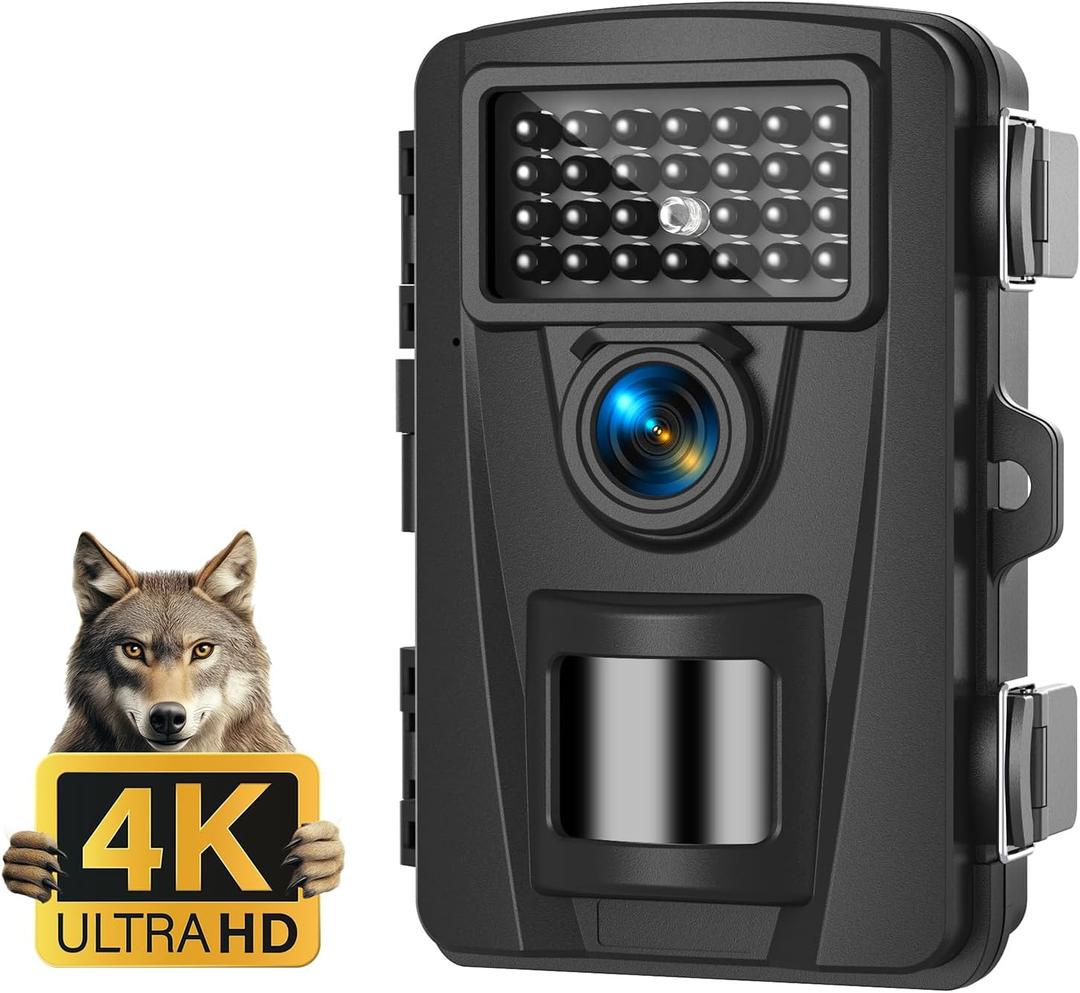 Trail Camera, 4K 48MP Game Cameras with Night Vision, No Glow 940nm IR LEDs, Trail Cam with 0.1s Trigger Motion Activated 120 Wide Angle, 82FT Trigger Distance, Hunting Camera for Wildlife Monitoring