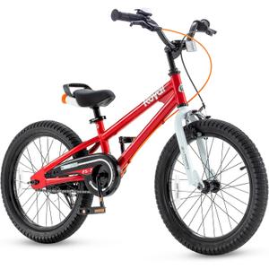 RoyalBaby Freestyle 7 Kids Bike 18 Inch Wheel Dual Handbrakes Bicycle Beginners Boys Girls Ages 5-8 Years, Kickstand and Water Bottle Included, Red