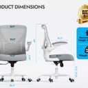 Office Chair Ergonomic Desk Chair Comfy: 330LBS Mesh Computer Chair Ergonomic Gaming Chairs with Wheels Adjustable Lumbar Support and Flip up Armrest-Swivel Executive Chairs Long Hours(White Gray), Pack of 1