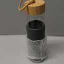 25 Oz Borosilicate Glass Water Bottles with Silicone Sleeve BPA Free, Dishwasher Safe - Reusable Clear Glass Drinking with Leak Proof Bamboo Lid | Perfect Gym Water Bottles for Men & Women (Charcoal Grey)