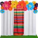 19 Pcs Mexican Fiesta Decorations Set Mexican Paper Flowers Fiesta Polyester Backdrop Curtains Backdrop Fiesta Party Decorations Supplies Set for Cinco De Mayo Party Wedding Birthday (Multicolor)