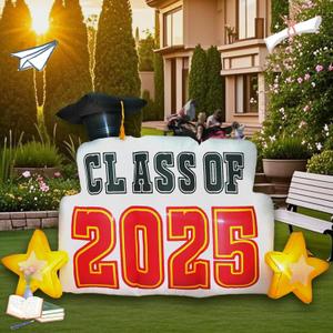 9ft Graduation Season Street Sign Inflatable Toy Outdoor Decorations with Built-in LED Lights for Patio Decoration, Suitable for Patio, Garden, Outdoor, Lawn, Decorative Inflatable Toys.