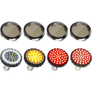 Smoked 1157 Front Rear LED Turn Signals 2'' Bullet Brake Taillights Motorcycle Running Lights Compatible with Harley Road Glide Dyna Softail Sportster Street Glide Road King Iron 883