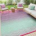 Lahome Outdoor Rugs 8x10 Waterproof, Reversible Plastic Large Outdoor Rug for Patios, Outside RV Mat Carpet for Patio Deck Porch Backyard Balcony Picnic Trailer(Purple/Blue, 8' x 10')