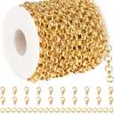 YOUBEIYEE 10 Meters Gold Plated Chain for Jewelry Making, Aluminum Rolo Necklace Chain for Men and Women Lightweight Craft Chain Roll