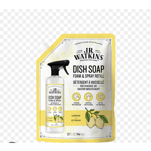 J.R. Watkins Foaming Hand Soap Refill, Moisturizing Foam Hand Wash, All Natural, Alcohol-Free, Cruelty-Free, USA Made, Lemon, 28 fl oz, 3 Pack