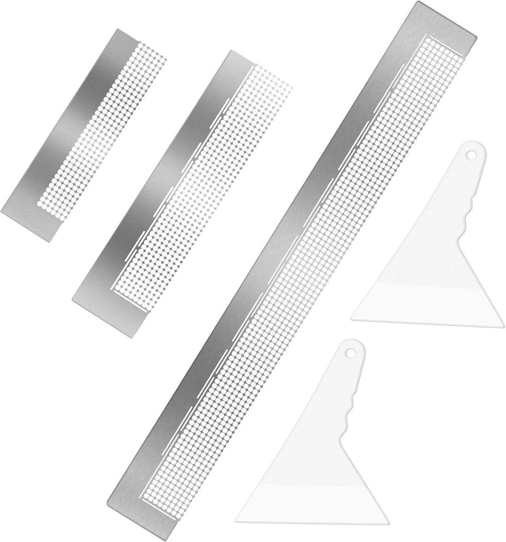 3 Pieces Diamond Painting Ruler Stainless Steel Diamond Mesh Ruler 5D Diamond Ruler Tool with 216, 400 and 800 Blank Grids, 2 Pieces Diamond Painting Fix Tool for DIY Diamond Painting Kits