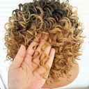 Short Loose Curly Afro Wigs 6 Inch Ombre Blonde Big Bouncy Kinky Curly Bob Wig with Bangs for Women Synthetic Heat Resistant Full Hair Wig