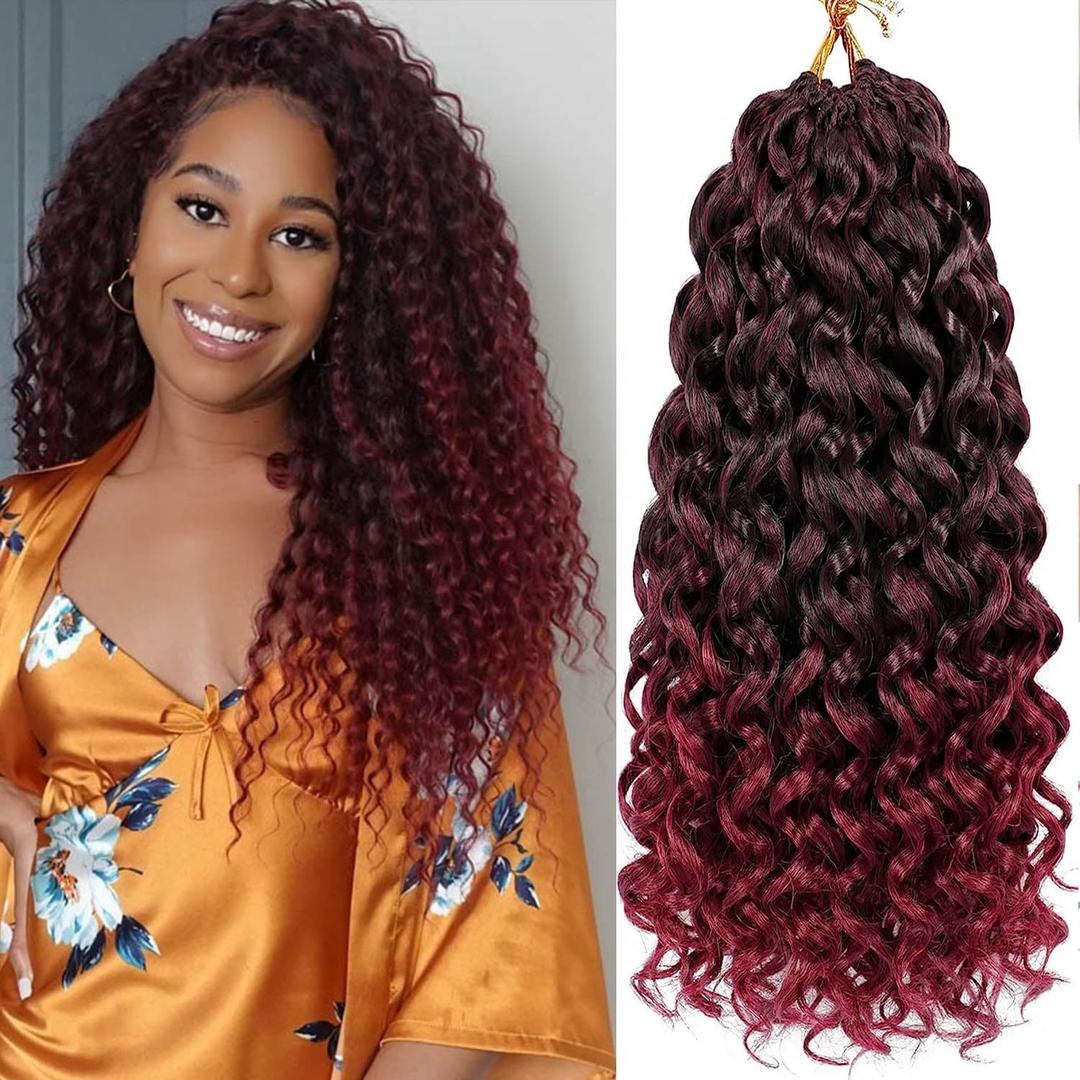 GoGo Curl Crochet Hair 18Inch 6Packs Curl Crotchet Hair Water Wave Crochet Hair Extensions for Black Women (18 Inch (Pack of 6), 1B/Bug#)