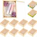 10 Pcs Unfinished Wood Boxes, 6.3 x 4.9 x 1.8 Inch Small Rectangle Crates Wooden Box with Lid for DIY Birthday Party Favor Gift Supplies