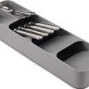 Joseph Joseph DrawerStore Compact Utensil Organizer For Kitchen Drawer Silverware, Flatware Tray, Small, Grey