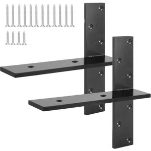 2 Pack Free Hanging T Shelf Bracket, 12"Lx2-1/2"W Granite Countertop Support Bracket, 3/8"Thick Solid Heavy Duty Steel Knee Wall Hidden Brackets, Floating Wall Mounted Computer Desk DIY Project