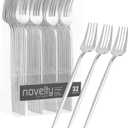 Novelty Modern Flatware, Cutlery, Disposable Plastic Dinner forks Luxury Silver 32 Count