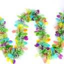 66 Feet Easter Tinsel Garlands, Colorful Egg Shiny Hanging Metallic Glitter Spring Garland for Easter Party Door Tree Garland Decorations(2Pcs)