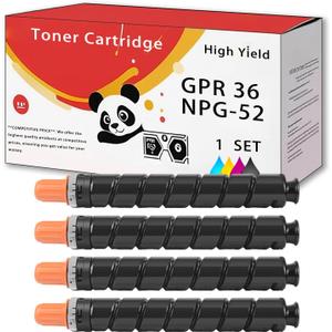 GPR 36 NPG-52 EXV34 Toner Cartridge Compatible for Canon 3782B003AA 3783B003AA 3784B003AA 3785B003AA Imagerunner Advance C2020 C2225i C2030 C2220 C2225 C2230 C2025i Printers (Multicolor)