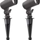 E ENERGETIC LIGHTING LED Landscape Lights with Connectors, 12V Low Voltage, Warm White 3000k, 4W, 175LM, Outdoor Waterproof Garden Pathway Lights Wall Tree Flag Spotlights with Spike Stand, 2 Pack