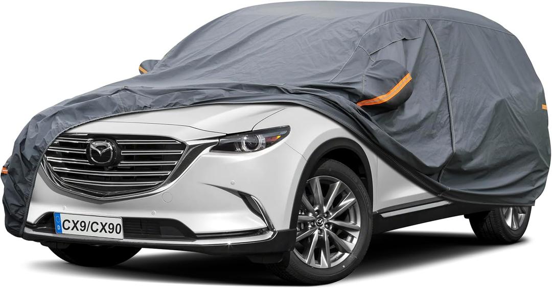 Premium Car Cover Custom Fit Mazda CX-9/CX-90/CX9/CX90 (2007-2026), 16 Layers Heavy Duty Car Cover Waterproof All Weather with Zipper Door for Sun Rain Snow Dust Uv Protection