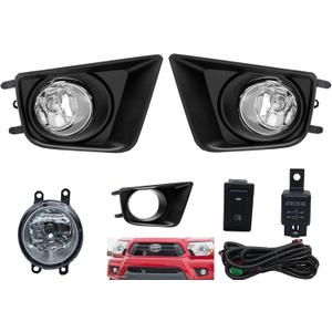Fog Lights Clear Lens For 2012-2015 Toyota Tacoma Pickup Truck | H11 12V 55W Halogen Bulb Front Driving Lamps |Switch and Wiring Kit |81220-06070/28-44554-C