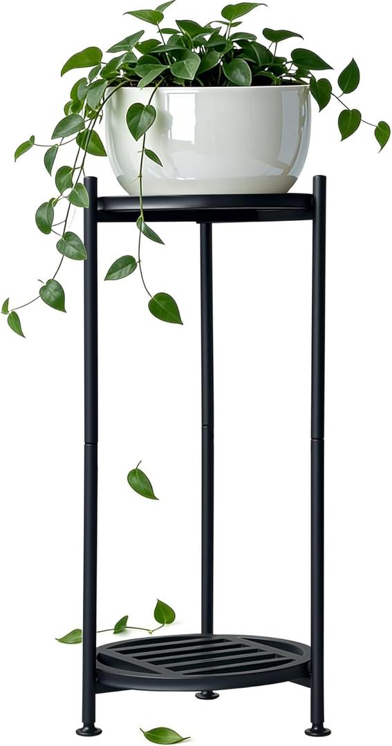 Plant Stand Indoor Outdoor,2 Tier 30" Tall Metal Plant Stands,Heavy Duty Plant Holder for Large Pots,Outside Plant Shelves for Patio,Black Flower Display Shelf for Living Room,Bedroom,Balcony