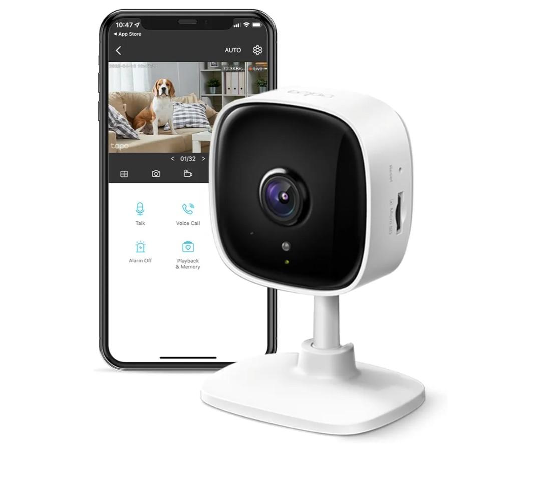 TPLink Tapo 1080P Indoor Security Camera for Baby Monitor, Dog Camera w/Motion Detection, 2Way Audio Siren, Night Vision, Cloud & SD Card Storage, Works w/Alexa & Google Home (Tapo C100)