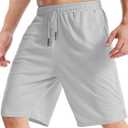 Aolesy Men's Basketball Shorts 7"/9" Athletic Gym Shorts with Zipper Pockets Lightweigh Quick Dry Mesh Workout Shorts (Gray, S)