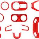 for Wrangler JL Interior Trim Kit Red Dashboard for Jeep Wrangler JL JLU Gladiator JT 2018-2023 Red Interior Accessories 21pcs