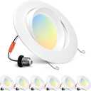 6-inch Retrofit Gimbal LED Recessed Lighting 360 Rotatable Swivel Lights Adjustable Eyeball Downlight Dimmable 5CCT Selectable 2700K-6000K, 1700LM, 15W Retrofit Can Lights, White 6 Pack