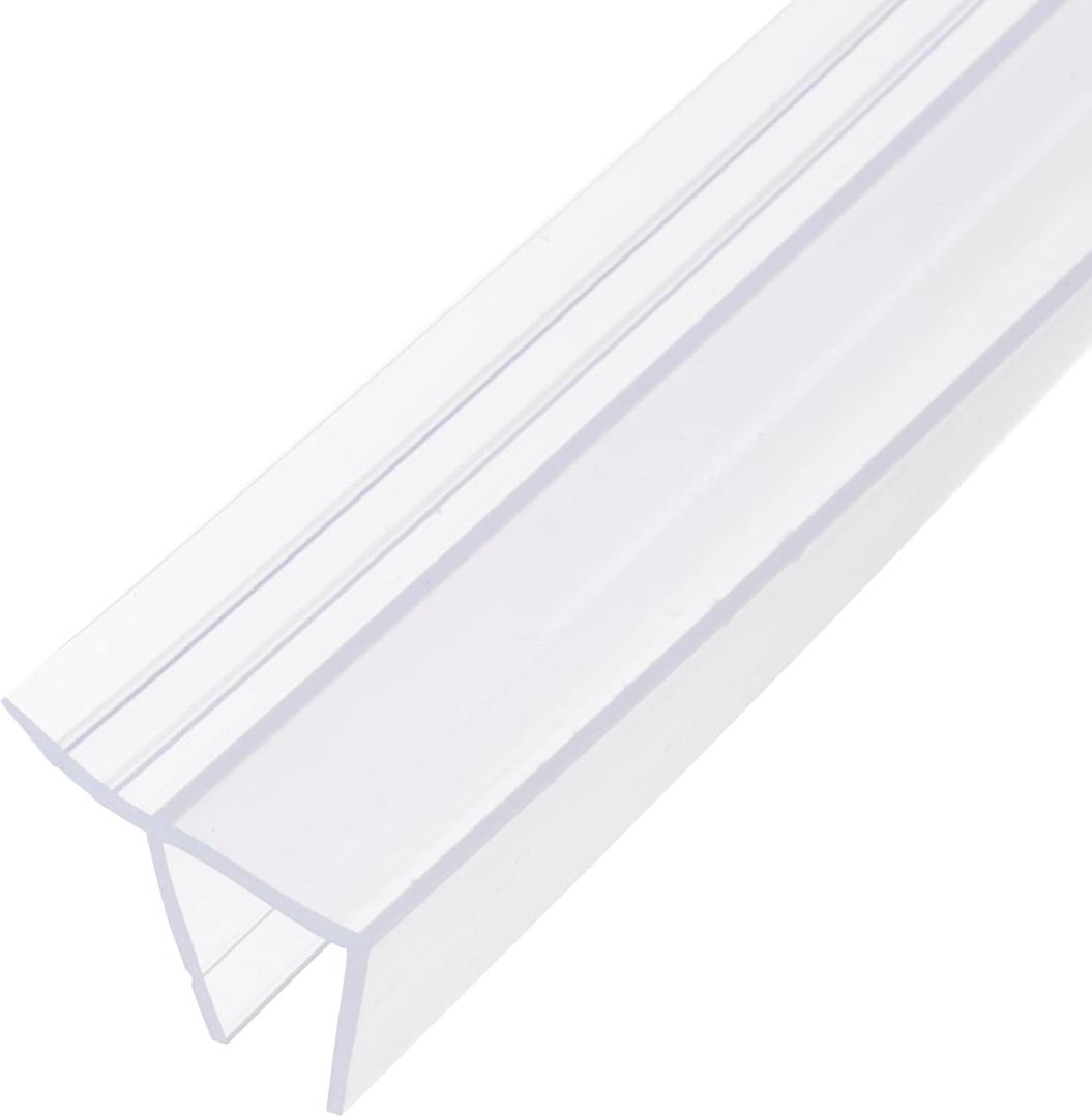 uxcell Shower Door Side Seal, F-Type Shower Door Sweep for 1/2" Glass 130" Long Silicone Frameless Glass Door Seal Strip, Stop Shower Leaks, Clear