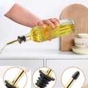 2 Pcs Olive Oil Dispenser Bottle for Kitchen,17oz Clear Glass Cooking Oil and Vinegar Dispenser Set, Coffee Syrup Dispenser with 2 Pourers and 1 Funnel (Two squares)