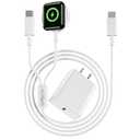 Upgraded 2 in 1 USB C Fast Charging Cable for Apple Watch iWatch Charger, 16 15 Charger iWatch Magnetic Charging Cable with 20W Wall Charger Block for iWatch Series Ultra/ SE/ 10/ 9/ 8/ 7/ 6/ 5/ 4/ 3/ 2-4FT
