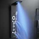 ROVOGO Shower Panel Tower System with Rainfall Mist Shower Head, Body Jets, Handheld and Tub Spout, Led Lights and Temp Display No Battery Needed, Unibody Shower Column 304 Stainless Steel Black (Black-6 Modes)