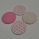 Whaline 4Pcs Pink Flower Coasters Spring Handmade Braided Cotton Coasters Pink Rose Round Anti Slip Absorbent Drink Mats for Home Office Restaurant Housewarming Gifts, 4.3  4.3 inch