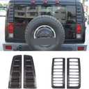 PIUGILH Rear Tail Light Lamp Vent Cover Compatible with Hummer H2 2003-2009 Decoration Accessories, Upper and Lower Tail Lights Cover Guard Trim Kit (Carbon Fiber)