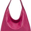 NEWBELLA Hobo Purse, PU Leather Shoulder Bag, Tote Handbag for Work and Travel (Rose Red)