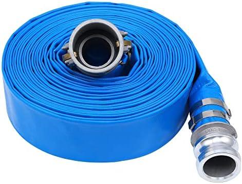 2 inch x 100ft PVC Lay Flat Discharge Hose With Aluminum Camlock C & E Fittings, Cam Lock Fitting, Heavy Duty Reinforced Pump Backwash Hose Assembly