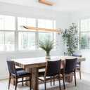 39" 24W Wood LED Linear Pendant Light Fixture,Dimmable Pool Table Island Lights,Modern Linear Hanging Chandeliers,for Dining Room Kitchen Island,Pool Table Lights,Natural Wood Color, 39IN