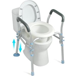 OasisSpace Stand Alone Raised Toilet Seat 400lbs - Medical Raised Commode Toilet with Splash Guard and Safety Frame, Height Adjustable Legs, Bathroom Assist Frame for Elderly, Handicap, Disabled