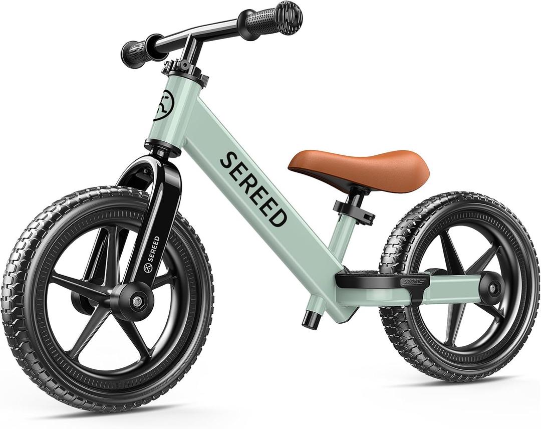 SEREED Toddler Balance Bike 2 Year Old, No Pedal Kids Bicycle Toys for 2-5 Years Old, Tool-Free Adjustment, Customize Plate with Stickers, Gift for 2-3 Boys Girls (Mint Green)