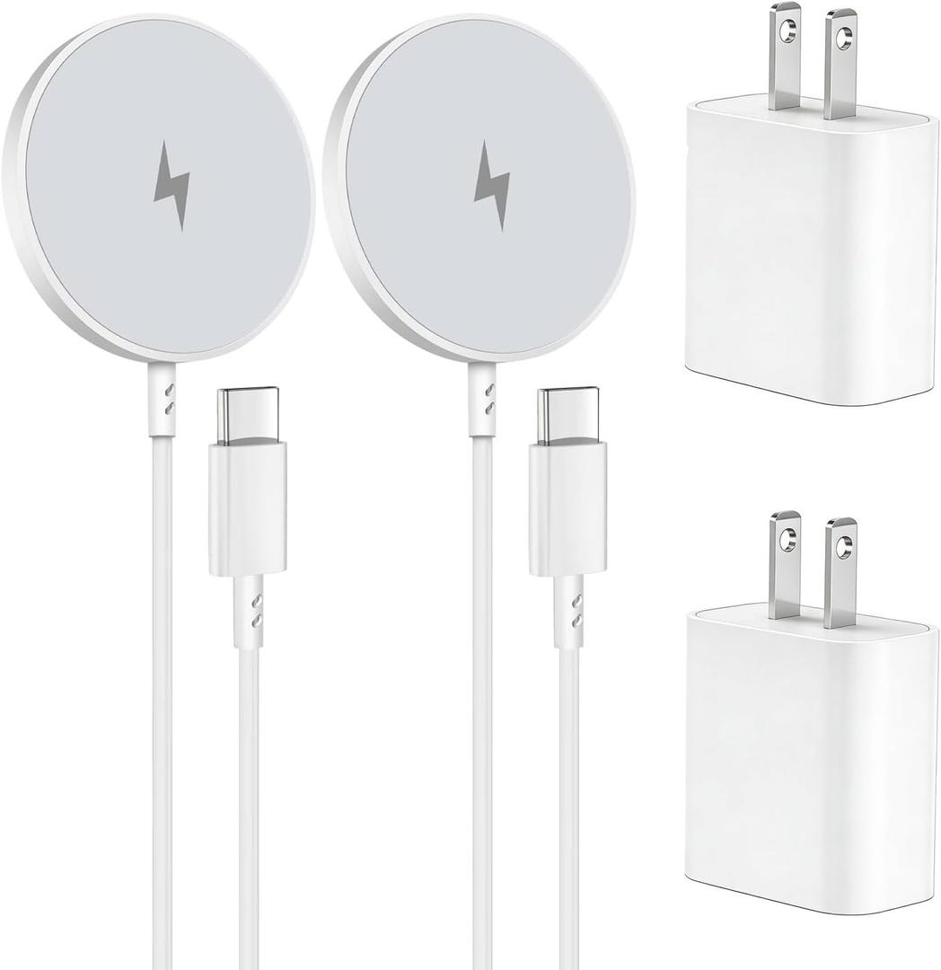Wireless Magnetic Charger,2Pack Fast Apple Mag-Safe Charger iPhone Magnet Charging Pad Flat Mag Safe Charging for iPhone 17Pro Max/16 Pro Max/16Pro/16/15Pro Max/15 Plus/14/13/12/AirPods 3/2/Pro/Pro 2