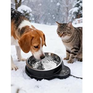 Heated Water Bowl for Dogs & Cats, 100W Heated Pet Bowl Outdoor with 3 Temperature Settings, 12H Timer, BPA-Free&50OZ Removable Stainless Steel Bowl, Anti-Chew Cord for Chickens, Ducks, Birds, Animal