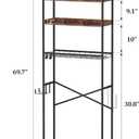 Quikraen 4 Tier Over The Toilet Storage Shelf with 3 Adjustable Shelves, Space Saver Bathroom Organizer with 4 Hooks, Freestanding Above Toilet Rack for Restroom Laundry (Brown), 60*24*177cm