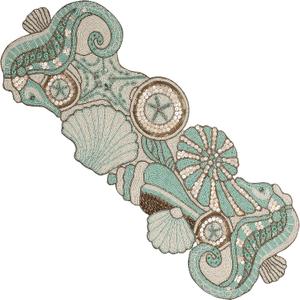 CLEENTABLE Handcrafted Beaded Table Runner - 36x13 Inch, Coastal Animal Design in Fern Green Ivory - Ideal for Farmhouse, Bridal Shower, and Christmas Decor (Green Brown)