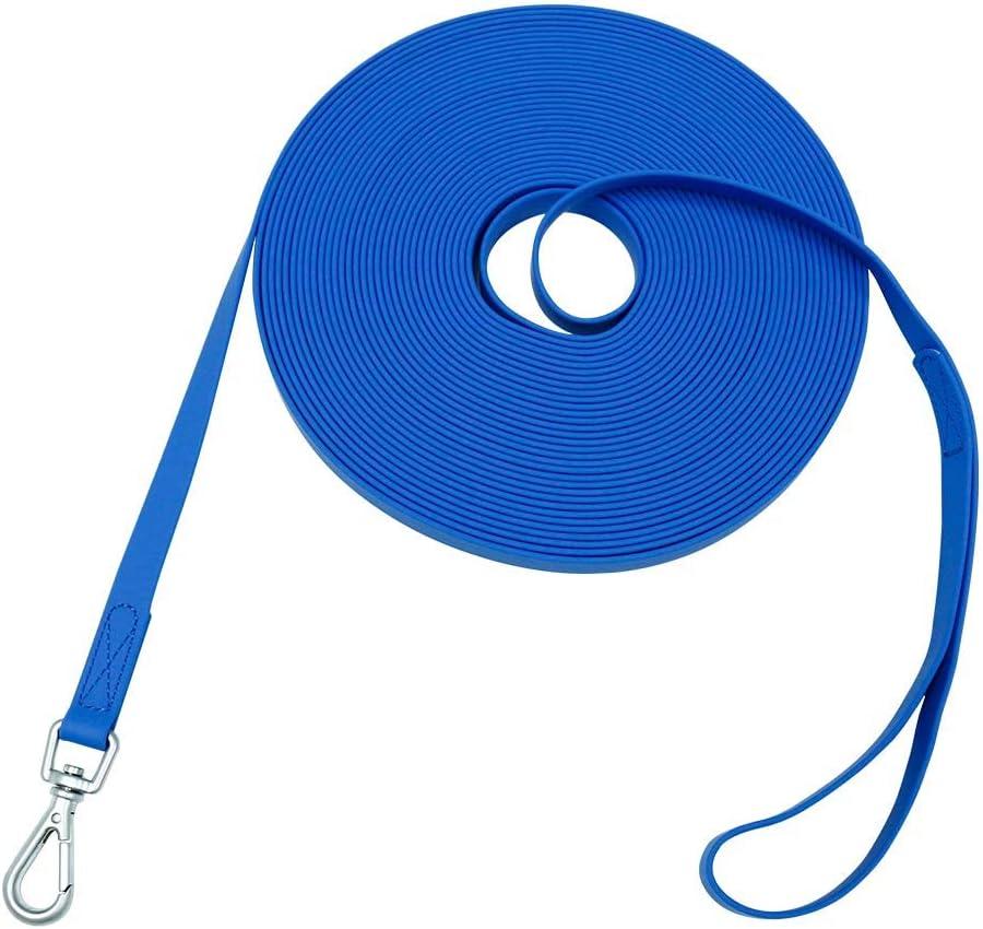Waterproof Dog Training Leash 50FT 30FT 15FT 10FT 5FT Heavy Duty Recall Long Lead for Large Medium Small Dogs (30FT, Blue)